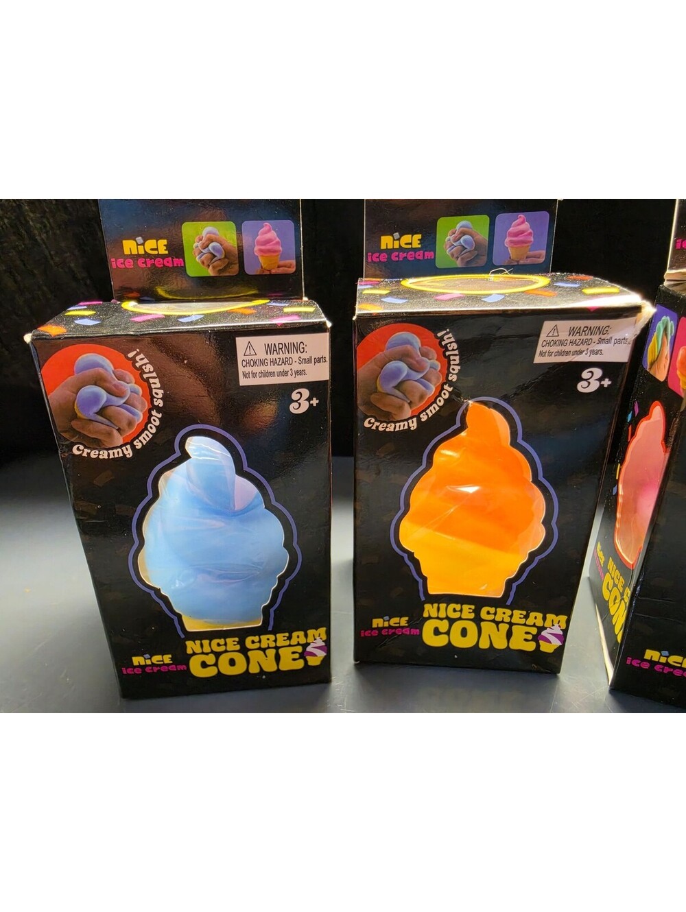Lot Of 4 NeeDoh Like Nice Cream Cone Squishy Sensory Fidget Stress Toy Kids Gift